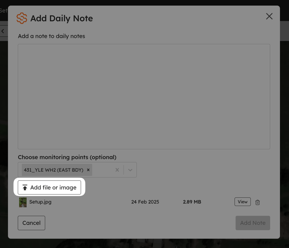Attaching images and files to a Daily Note before saving it.